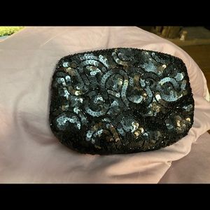 Black sequined clutch